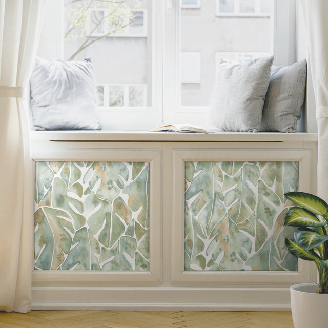 Cat Coquillette Philodendron Blue Peel & Stick Wallpaper with Tropical Botanical Leaves - York RMK11907WP