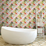 Retro Tropical Leaves Green Peel & Stick Wallpaper with Nature Leaves Retro Pattern - York RMK11913WP