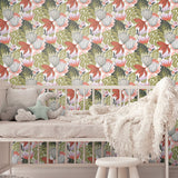 Retro Tropical Leaves Green Peel & Stick Wallpaper with Nature Leaves Retro Pattern - York RMK11913WP