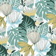 Retro Tropical Leaves Teal Peel and Stick Wallpaper by RoomMates - RMK11914WPZ