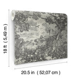 Jungle Toile Taupe Peel & Stick Wallpaper with Botanical Toile Pattern, Modern Style - York RMK11915WP