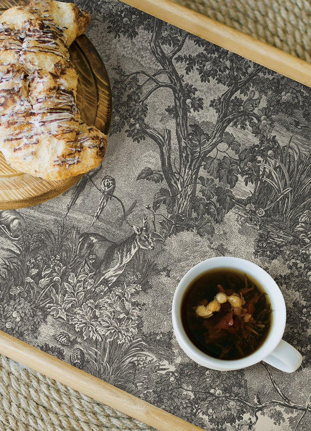 Jungle Toile Taupe Peel & Stick Wallpaper with Botanical Toile Pattern, Modern Style - York RMK11915WP