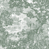 Jungle Toile Green Peel & Stick Wallpaper with Botanical Toile Motif - York RMK11916WP