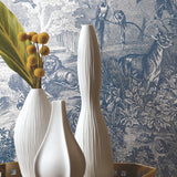 Jungle Toile Blue Peel & Stick Wallpaper with Modern Botanical Toile Pattern - York RMK11917WP