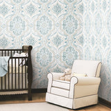 Bohemian Damask Yellow Peel & Stick Wallpaper with Global Bohemian Damask Pattern - York RMK11936WP