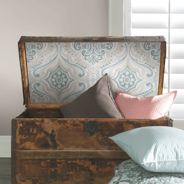 Bohemian Damask Yellow Peel & Stick Wallpaper with Global Bohemian Damask Pattern - York RMK11936WP