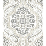 Bohemian Damask Taupe Peel & Stick Wallpaper with Global Bohemian Damask Pattern - York RMK11937WP