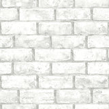 Brick Taupe Peel & Stick Wallpaper in White/Taupe with Industrial Rustic Brick Pattern - York RMK11939WP