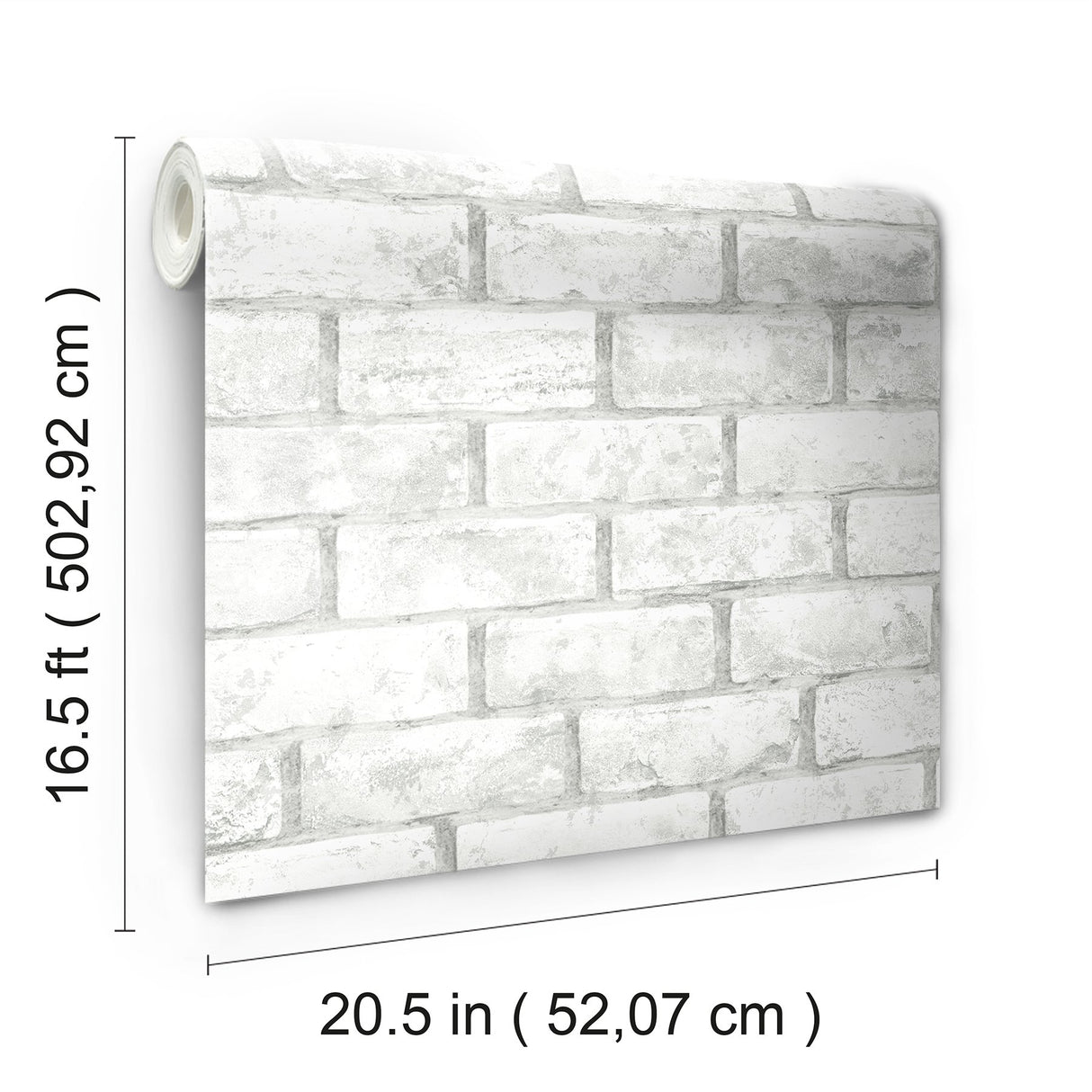 Brick Taupe Peel & Stick Wallpaper in White/Taupe with Industrial Rustic Brick Pattern - York RMK11939WP