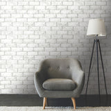 Brick Taupe Peel & Stick Wallpaper in White/Taupe with Industrial Rustic Brick Pattern - York RMK11939WP