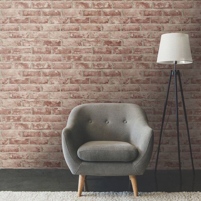 Brick Brown Peel & Stick Wallpaper with Industrial Brick Pattern - York RMK11940WP