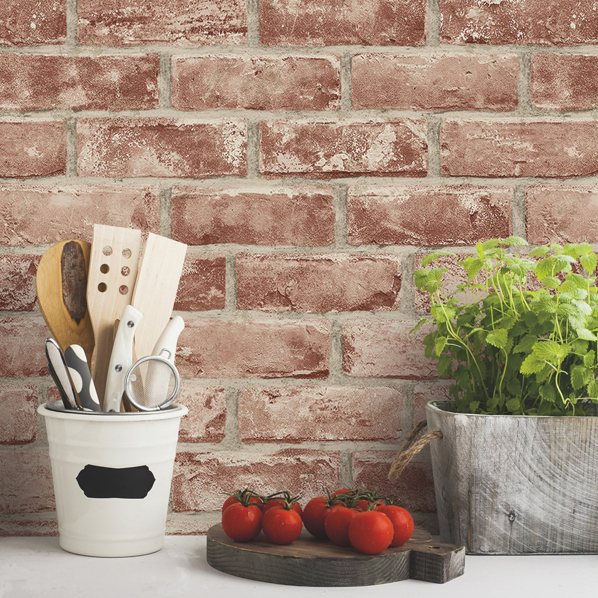 Brick Brown Peel & Stick Wallpaper with Industrial Brick Pattern - York RMK11940WP