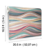 Mosaic Waves Pink Peel & Stick Wallpaper with Modern Novelty Pattern - York RMK11941RL