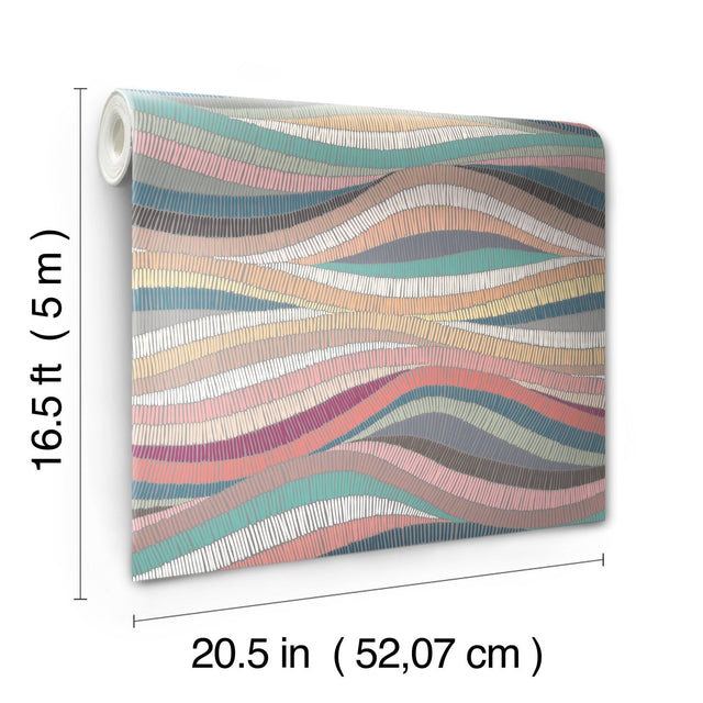Mosaic Waves Pink Peel & Stick Wallpaper with Modern Novelty Pattern - York RMK11941RL