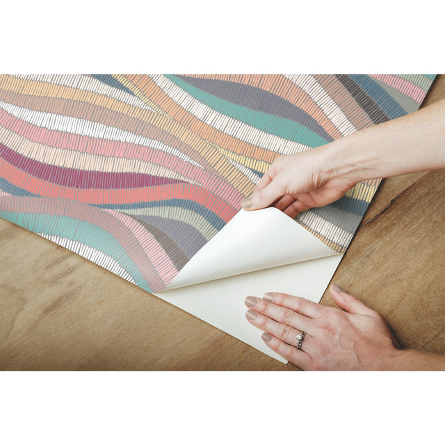 Mosaic Waves Pink Peel & Stick Wallpaper with Modern Novelty Pattern - York RMK11941RL