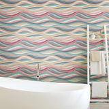 Mosaic Waves Pink Peel & Stick Wallpaper with Modern Novelty Pattern - York RMK11941RL
