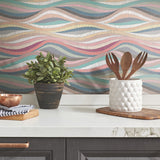 Mosaic Waves Pink Peel & Stick Wallpaper with Modern Novelty Pattern - York RMK11941RL