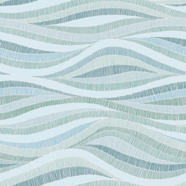Mosaic Waves Blue Peel & Stick Wallpaper with Modern Ocean Novelty Pattern - York RMK11943RL