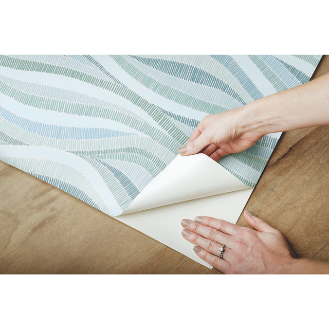 Mosaic Waves Blue Peel & Stick Wallpaper with Modern Ocean Novelty Pattern - York RMK11943RL