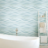 Mosaic Waves Blue Peel & Stick Wallpaper with Modern Ocean Novelty Pattern - York RMK11943RL
