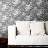 Jungle Toile Black Peel & Stick Wallpaper with Botanical Toile Pattern, Modern Style - York RMK11945WP