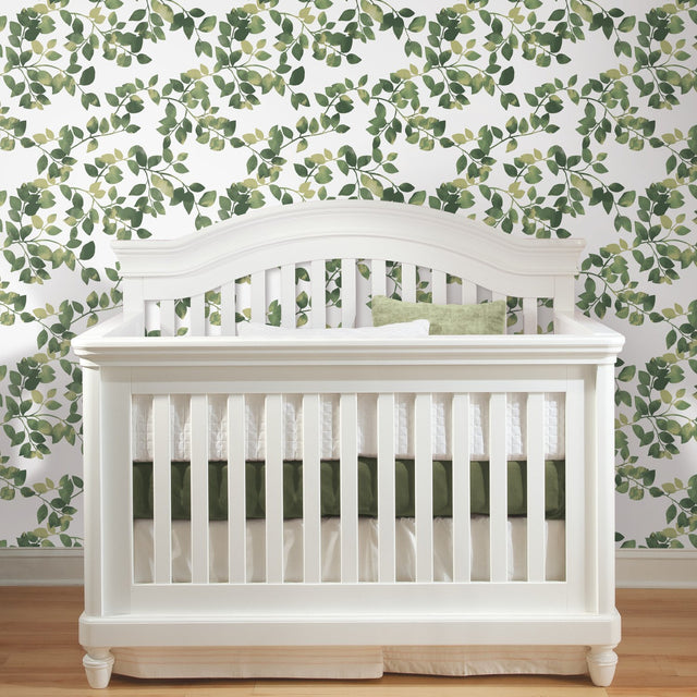 Latvus Green Peel & Stick Wallpaper with Botanical Leaves Pattern - York RMK11946WP