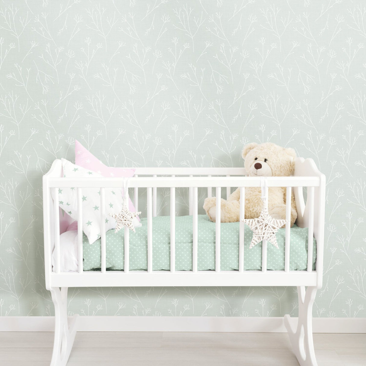Twigs Green Peel & Stick Wallpaper with Modern Botanical Twig Pattern - York RMK11950WP