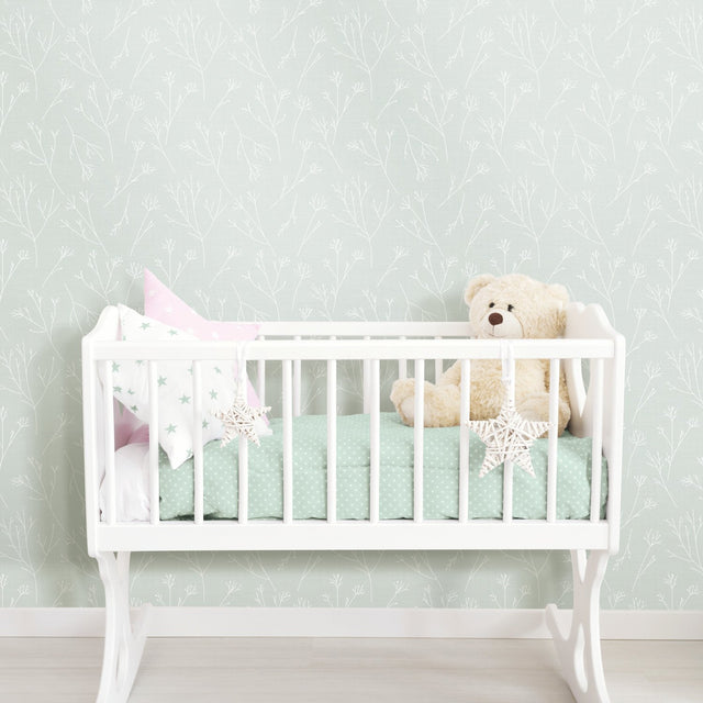 Twigs Green Peel & Stick Wallpaper with Modern Botanical Twig Pattern - York RMK11950WP