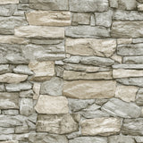Stone Grey and Taupe Peel & Stick Wallpaper with Rustic Stone Look - York RMK11962WP