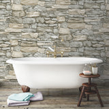 Stone Grey Peel and Stick Wallpaper in Grey by RoomMates Industrial Stone Texture Fully Removable and Washable Vinyl Wallpaper - RMK11962WPZ