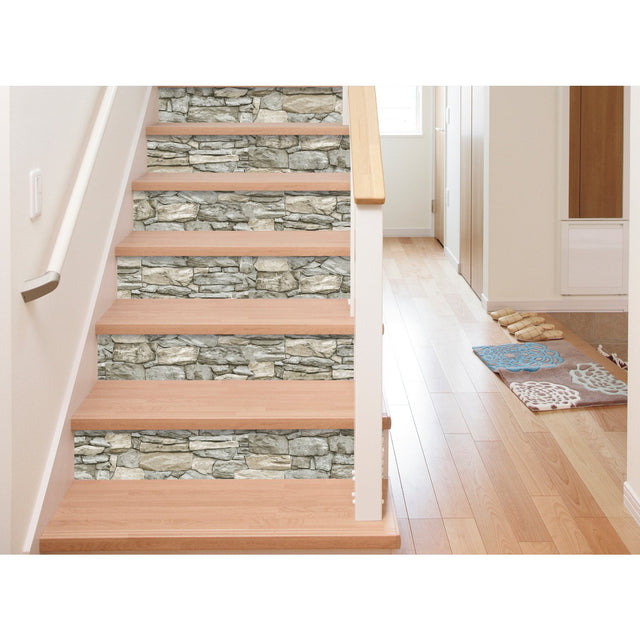 Stone Grey and Taupe Peel & Stick Wallpaper with Rustic Stone Look - York RMK11962WP