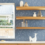 Twigs Blue Peel & Stick Wallpaper with Modern Scandinavian Twig Motif - York RMK11967WP
