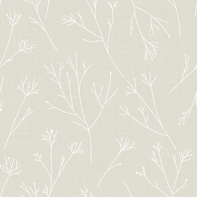 Twigs Beige Peel & Stick Wallpaper with Scandinavian Twig Motif - York RMK11968WP
