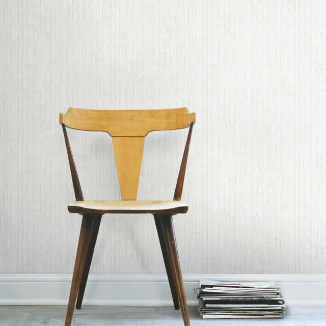 Crackled Stria Texture White Peel & Stick Wallpaper with Abstract Striped Faux Texture - York RMK11977WP