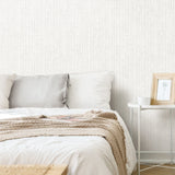 Crackled Stria Texture White Peel & Stick Wallpaper with Abstract Striped Faux Texture - York RMK11977WP