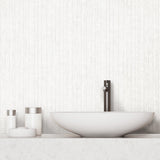 Crackled Stria Texture White Peel & Stick Wallpaper with Abstract Striped Faux Texture - York RMK11977WP