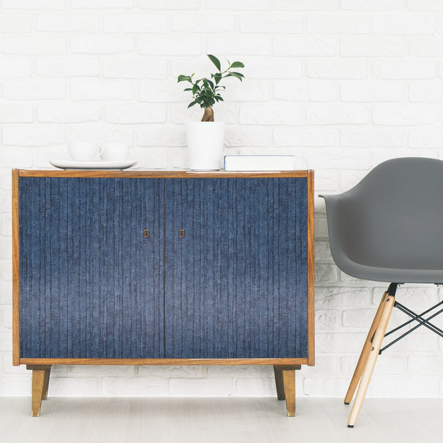 Crackled Stria Texture Navy Peel & Stick Wallpaper with Modern Abstract Stripe Pattern - York RMK11979WP