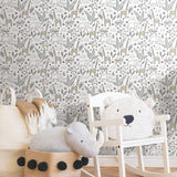 Jungle Menagerie Yellow Peel & Stick Wallpaper with Botanical Leaves & Modern Tropical Animal Motif - York RMK11980RL