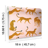 Cheetah Cheetah Pink Peel & Stick Wallpaper with Novelty Whimsical Animal Motif - York RMK11984RL