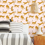 Cheetah Cheetah Pink Peel & Stick Wallpaper with Novelty Whimsical Animal Motif - York RMK11984RL