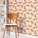 Cheetah Cheetah Pink Peel & Stick Wallpaper with Novelty Whimsical Animal Motif - York RMK11984RL