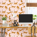 Cheetah Cheetah Pink Peel & Stick Wallpaper with Novelty Whimsical Animal Motif - York RMK11984RL