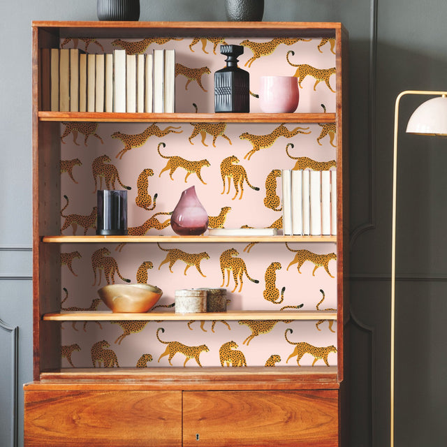 Cheetah Cheetah Pink Peel & Stick Wallpaper with Novelty Whimsical Animal Motif - York RMK11984RL