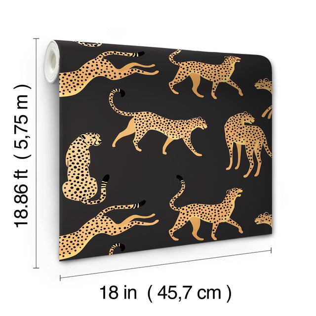 Cheetah Cheetah Orange Peel & Stick Wallpaper with Novelty Whimsical Animal Pattern - York RMK11986RL