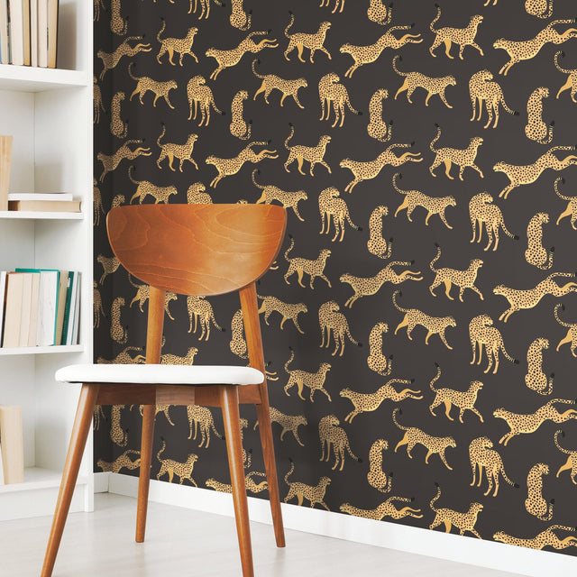 Cheetah Cheetah Orange Peel & Stick Wallpaper with Novelty Whimsical Animal Pattern - York RMK11986RL