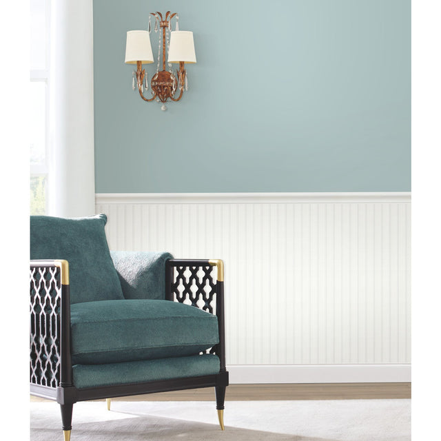 Beadboard White Peel & Stick Wallpaper with Wood Panel Look - York RMK11994WP