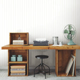Beadboard White Peel & Stick Wallpaper with Wood Panel Look - York RMK11994WP