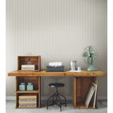 Beadboard Taupe Peel & Stick Wallpaper with Farmhouse Wood Panel Look - York RMK11996WP