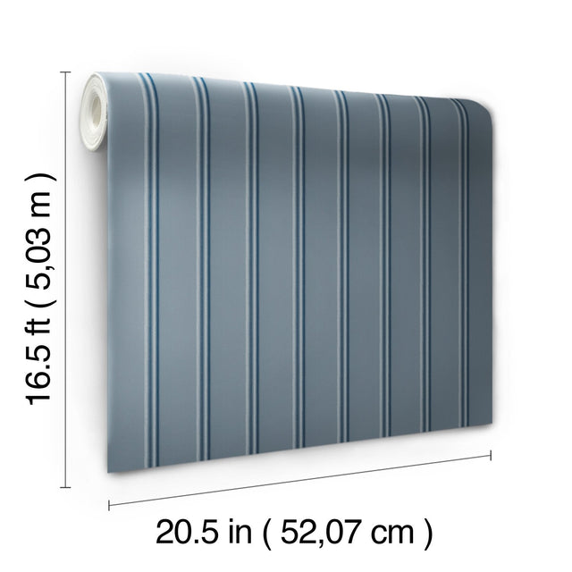 Beadboard Navy Peel & Stick Wallpaper with Wood Look Paneling - York RMK11997WP