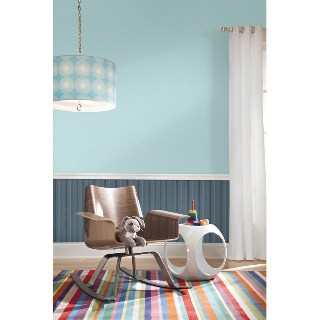 Beadboard Navy Peel & Stick Wallpaper with Wood Look Paneling - York RMK11997WP